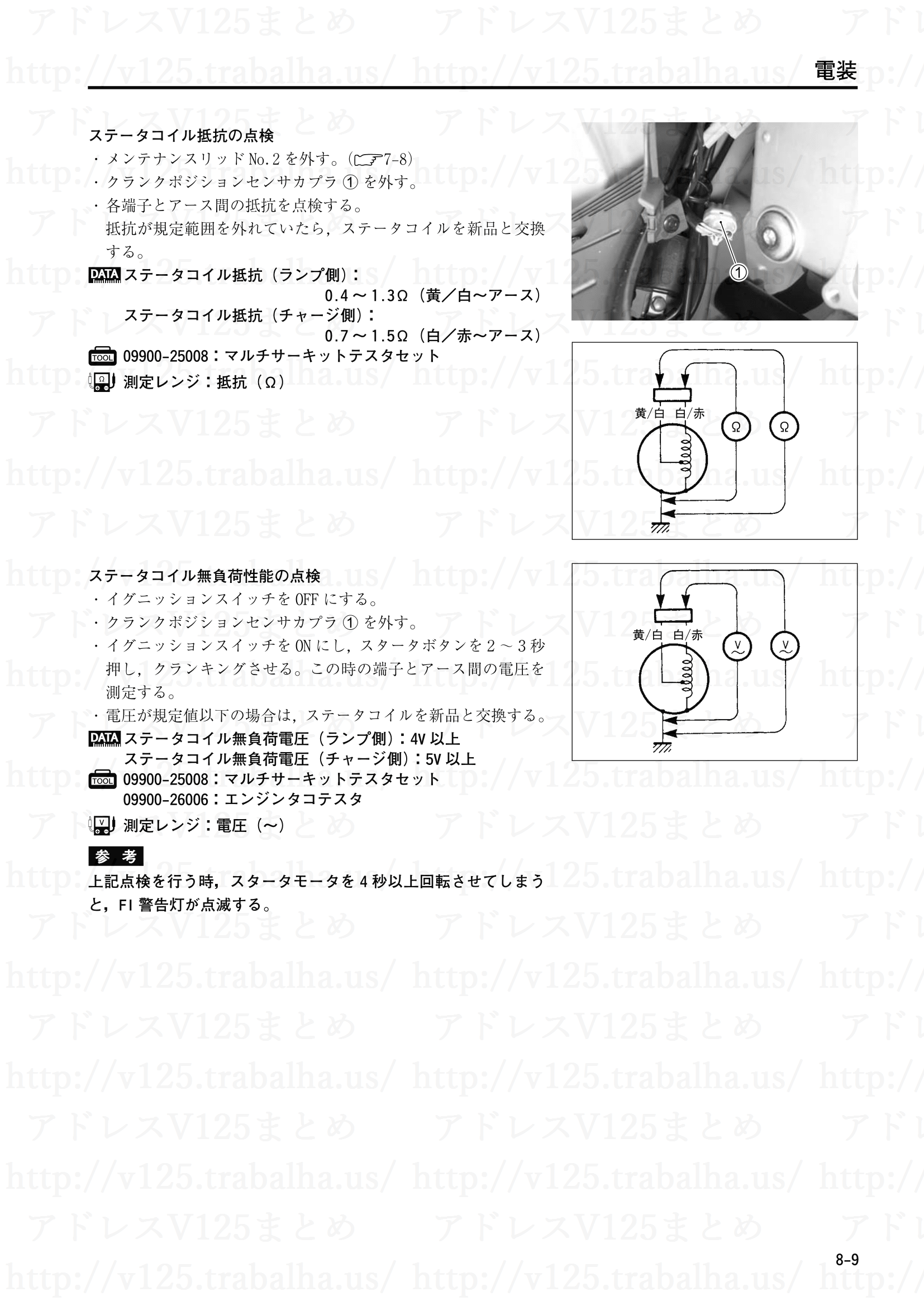 8-9【電装】ステータコイル抵抗の点検
